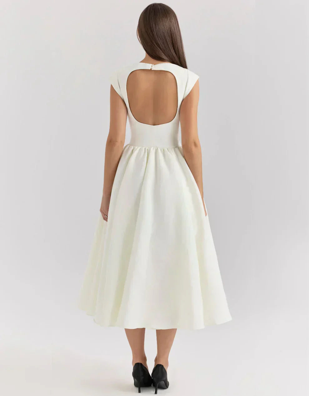 Anastasia - Beyaz Midi Elbise